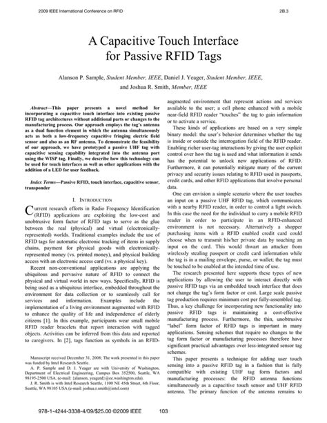 A capacitive touch interface for passive RFID tags